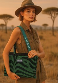 ANIMAL VELVET PETROL MEDIUM TOTE BAG